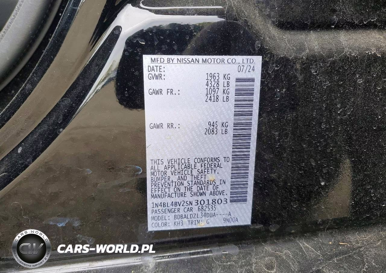2025 Nissan Altima S VIN:1N4BL4BV2SN301803 - 12