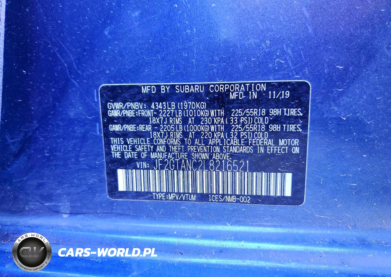 2020 Subaru Crosstrek Limited VIN:JF2GTANC2L8216521 - 12
