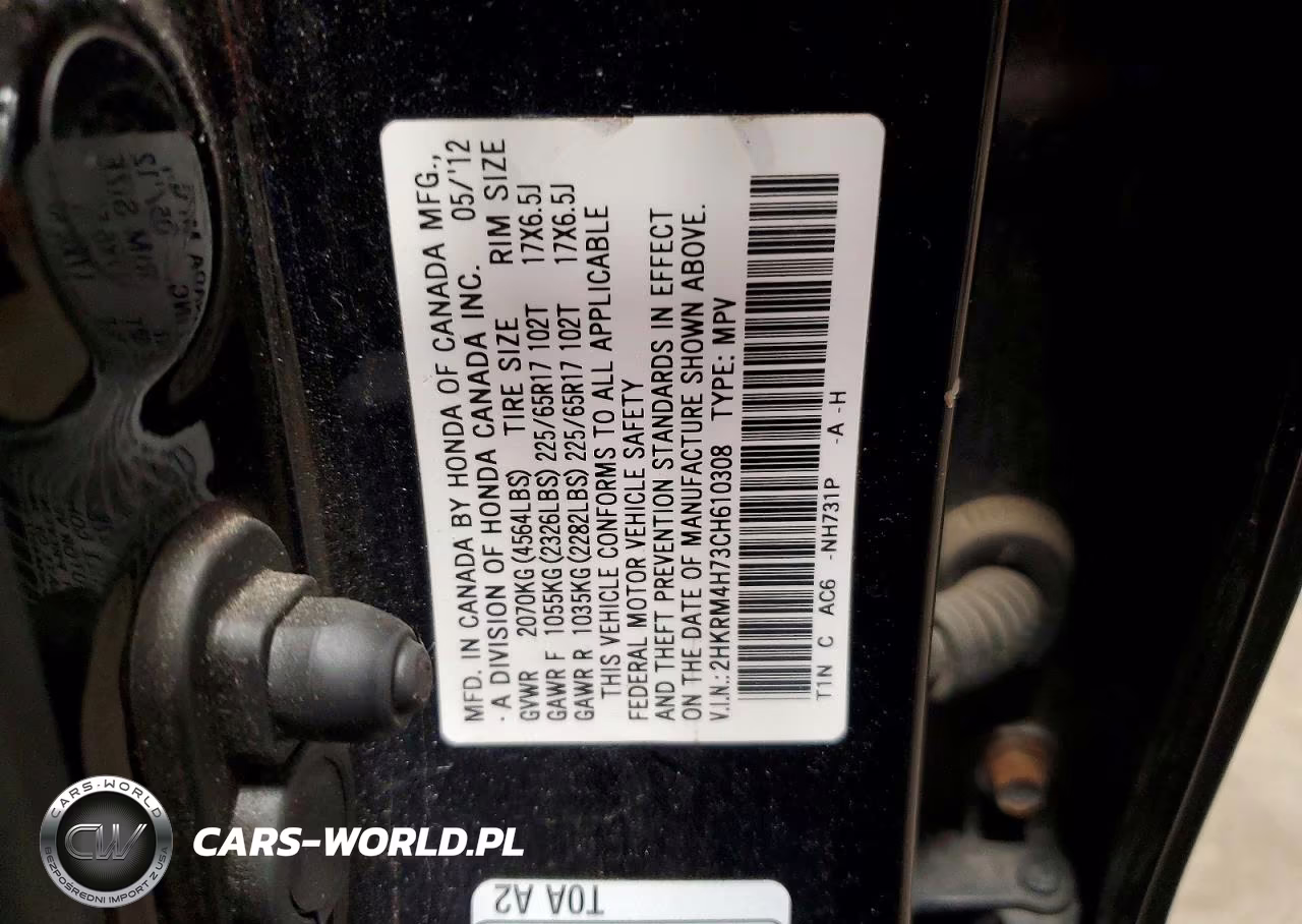 2012 Honda Cr-V Exl VIN:2HKRM4H73CH610308 - 13