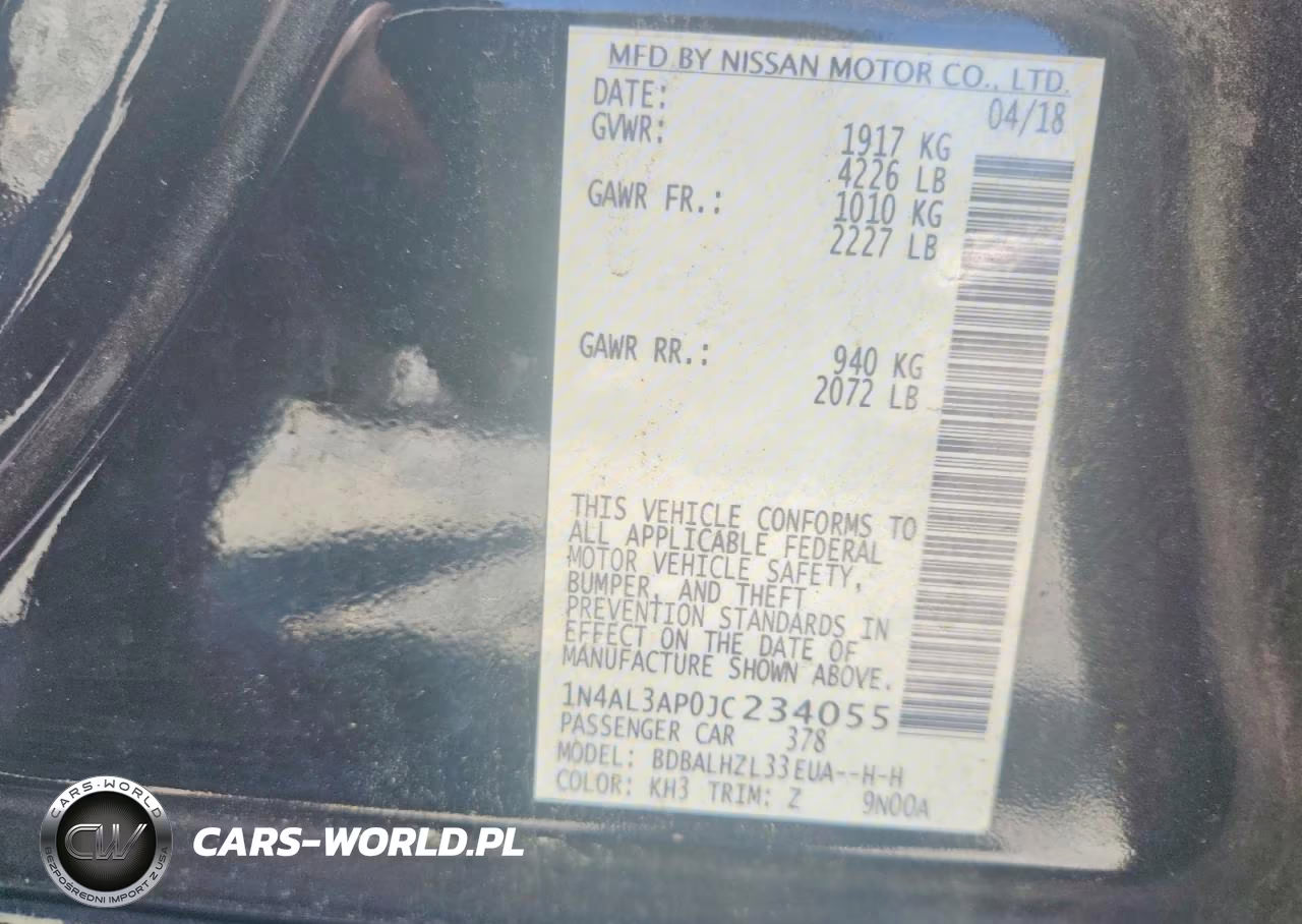 2018 Nissan Altima 2.5 Sr VIN:1N4AL3AP0JC234055 - 12
