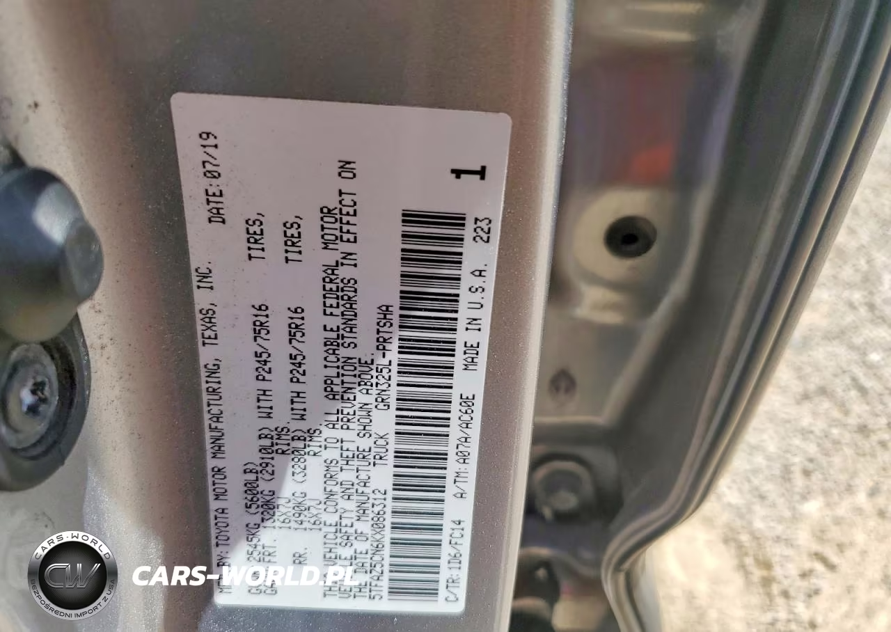 2019 Toyota Tacoma Sr5 V6 VIN:5TFAZ5CN6KX086312 - 12
