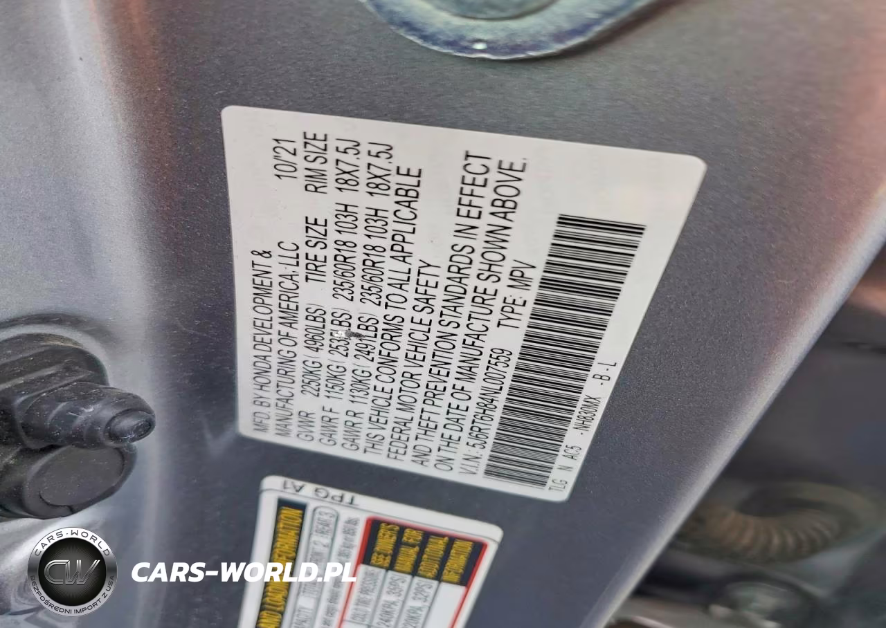 2022 Honda Cr-V Exl VIN:5J6RT6H84NL007559 - 13