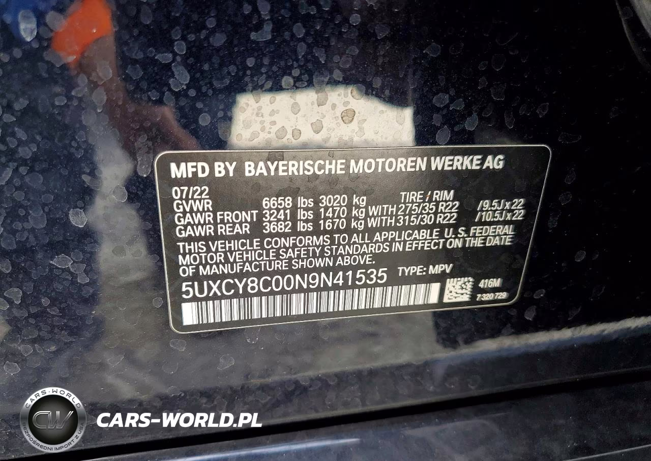 2022 BMW X6 VIN:5UXCY8C00N9N41535 - 14