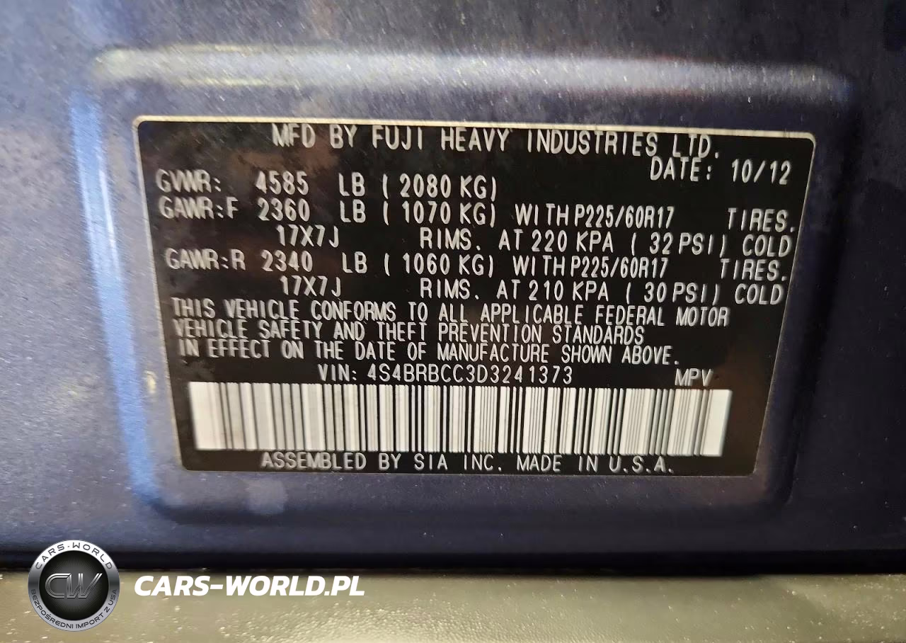 2013 Subaru Outback 2.5I Premium VIN:4S4BRBCC3D3241373 - 13