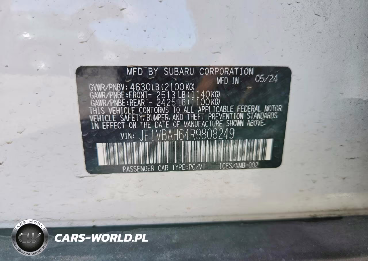 2024 Subaru Wrx Premium VIN:JF1VBAH64R9808249 - 12