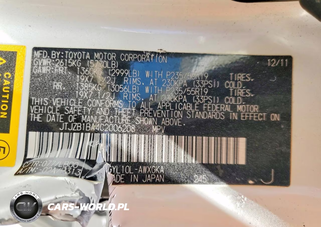 2012 Lexus Rx 450H VIN:JTJZB1BA4C2006208 - 13