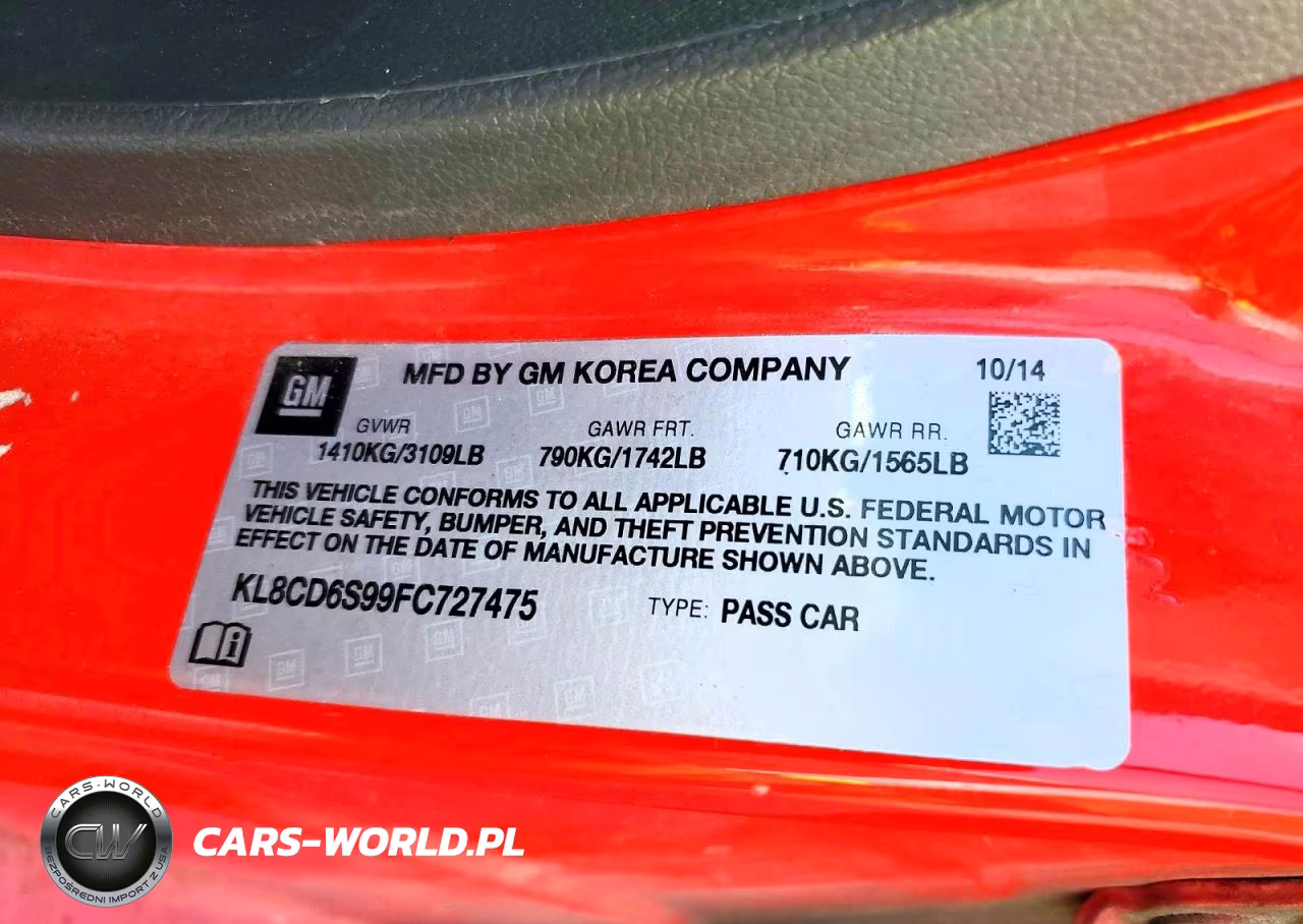 2015 Chevrolet Spark 1Lt VIN:KL8CD6S99FC727475 - 14