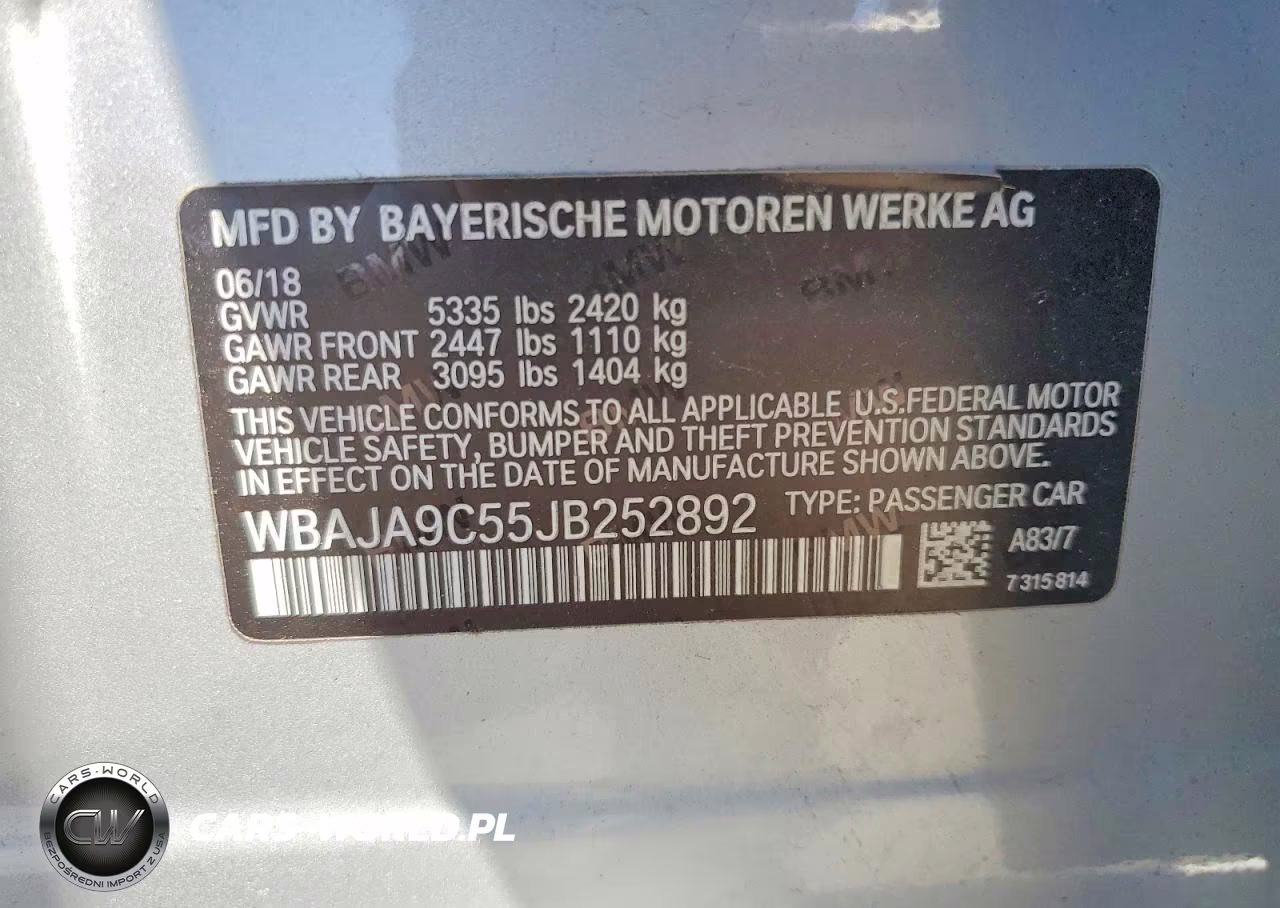 2018 BMW 530E VIN:WBAJA9C55JB252892 - 12