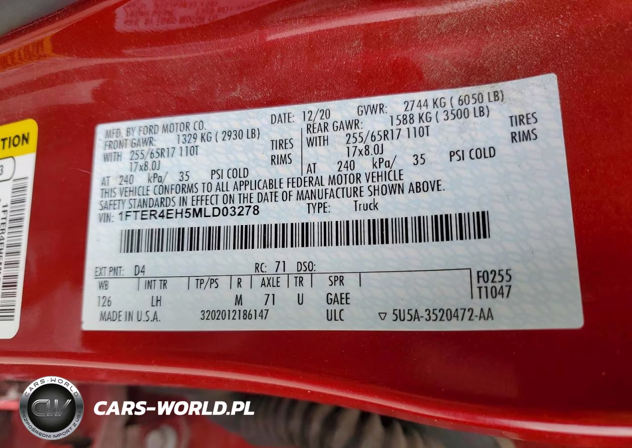 2021 Ford Ranger Xl VIN:1FTER4EH5MLD03278 - 12
