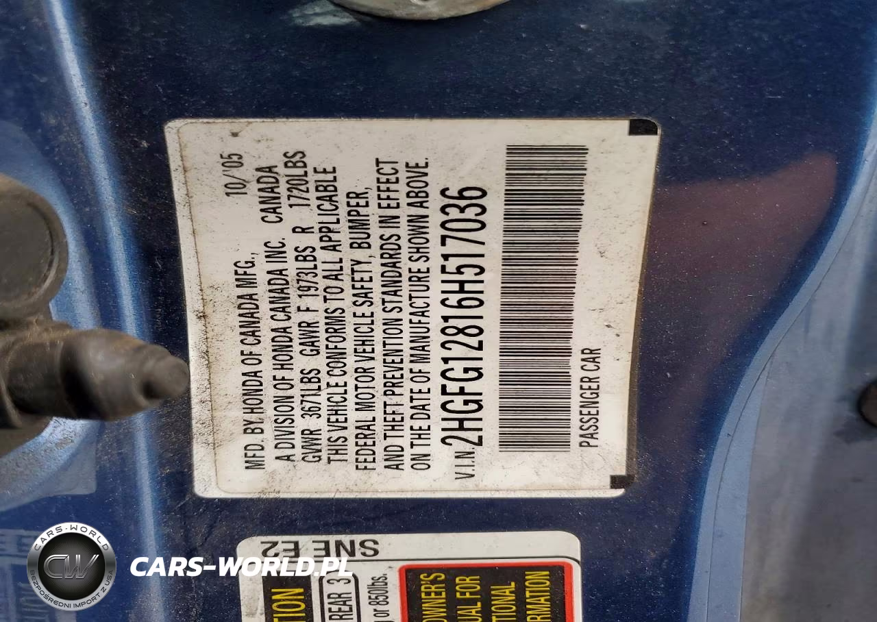 2006 Honda Civic Ex VIN:2HGFG12816H517036 - 12