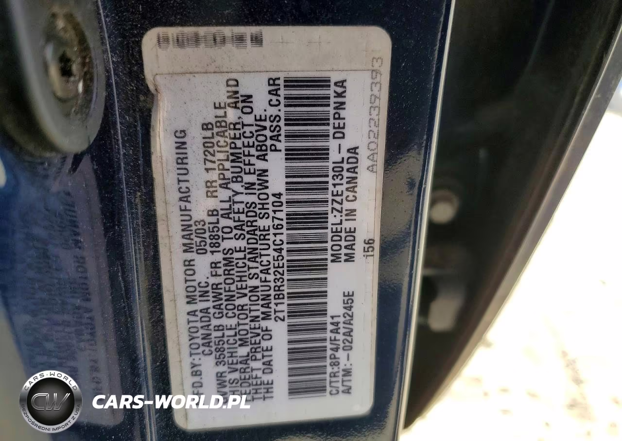 2004 Chev Corolla VIN:2T1BR32E54C167104 - 12