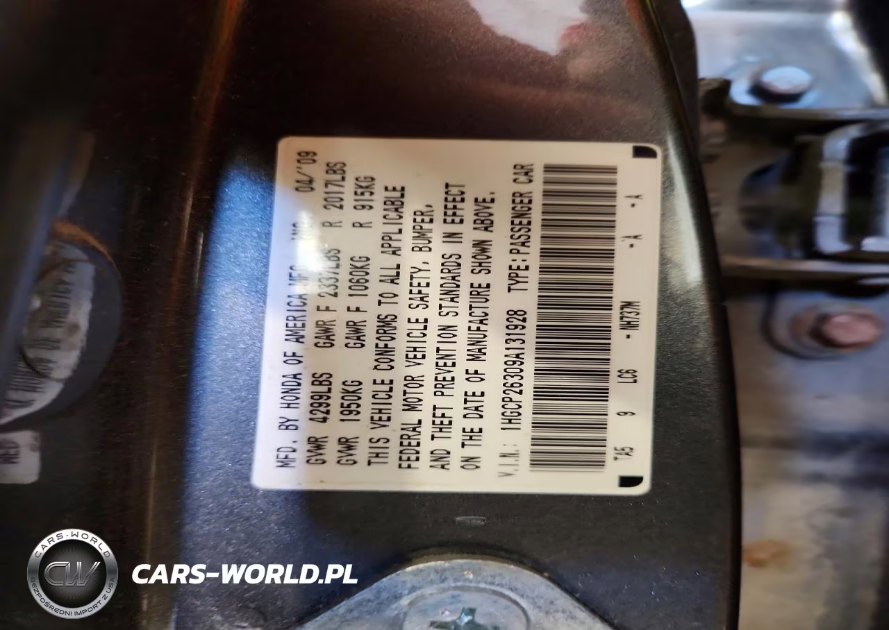 2009 Honda Accord Lx VIN:1HGCP26309A131928 - 12