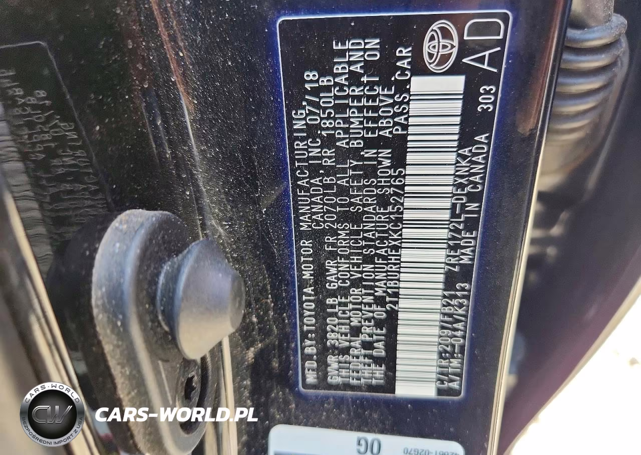 2019 Toyota Corolla Le VIN:2T1BURHEXKC152765 - 12