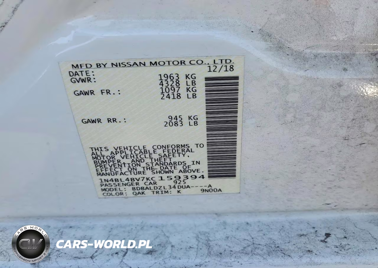 2019 Nissan Altima S VIN:1N4BL4BV7KC159394 - 13