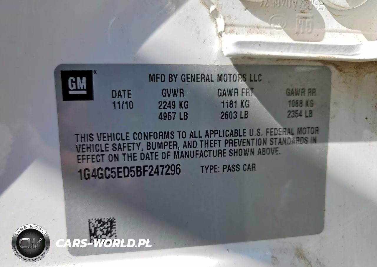 2011 Buick Lacrosse Cxl VIN:1G4GC5ED5BF247296 - 12
