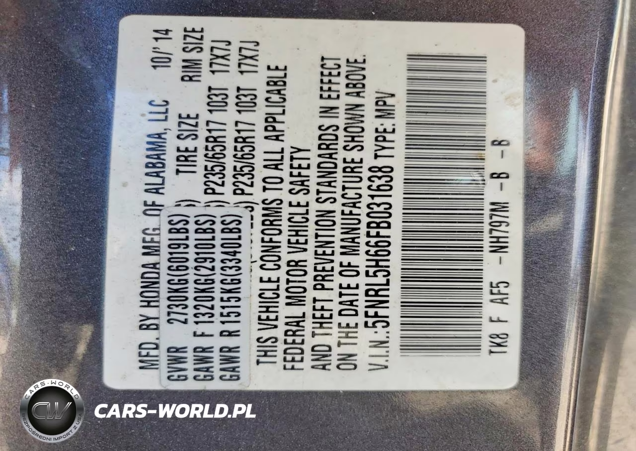2015 Honda Odyssey Exl VIN:5FNRL5H66FB031638 - 12