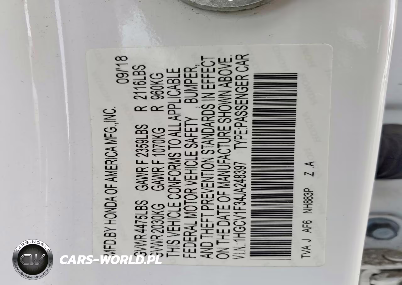 2018 Honda Accord Sport VIN:1HGCV1F34JA248397 - 12