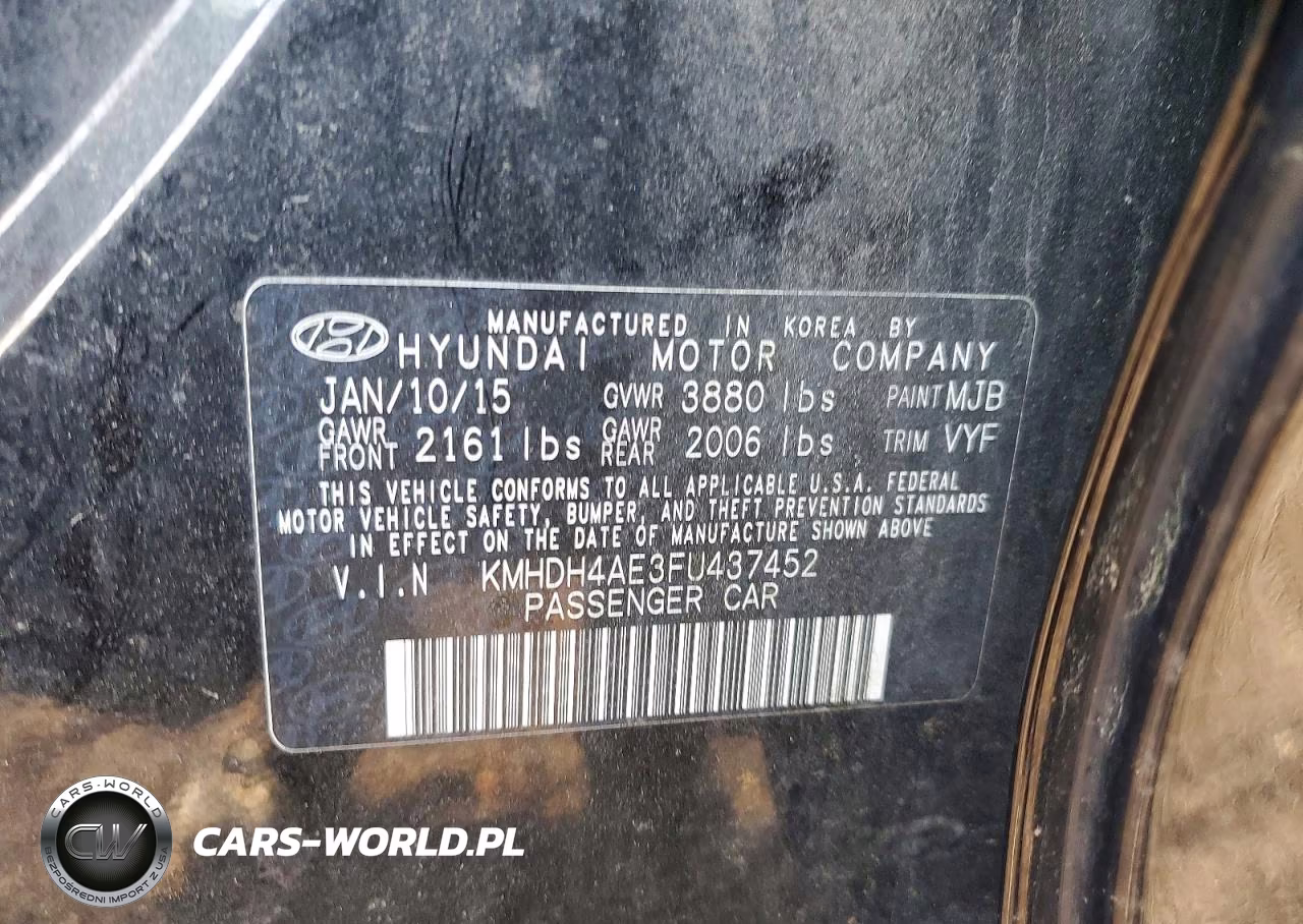 2015 Hyundai Elantra Se VIN:KMHDH4AE3FU437452 - 12