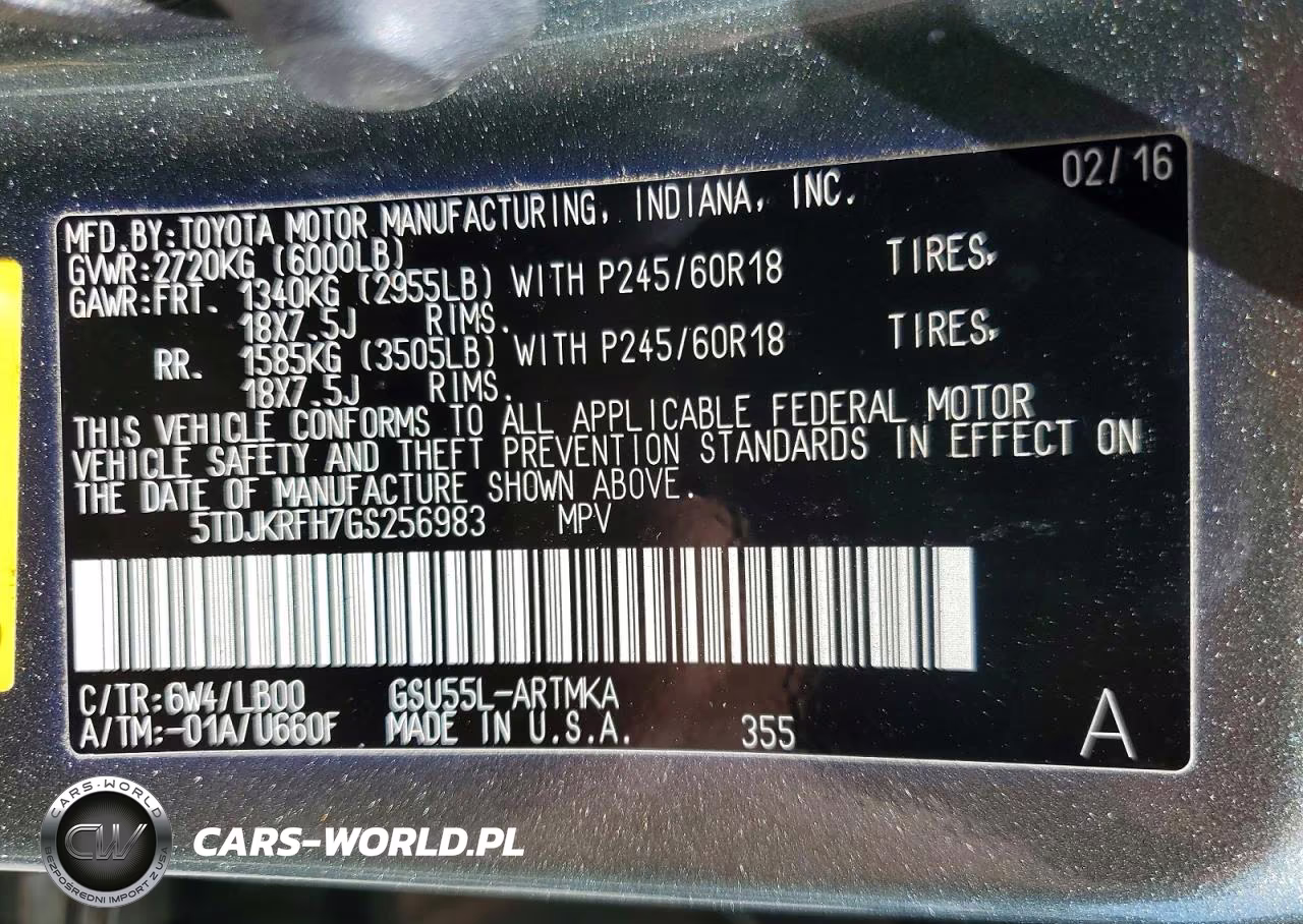 2016 Toyota Highlander Xle VIN:5TDJKRFH7GS256983 - 13