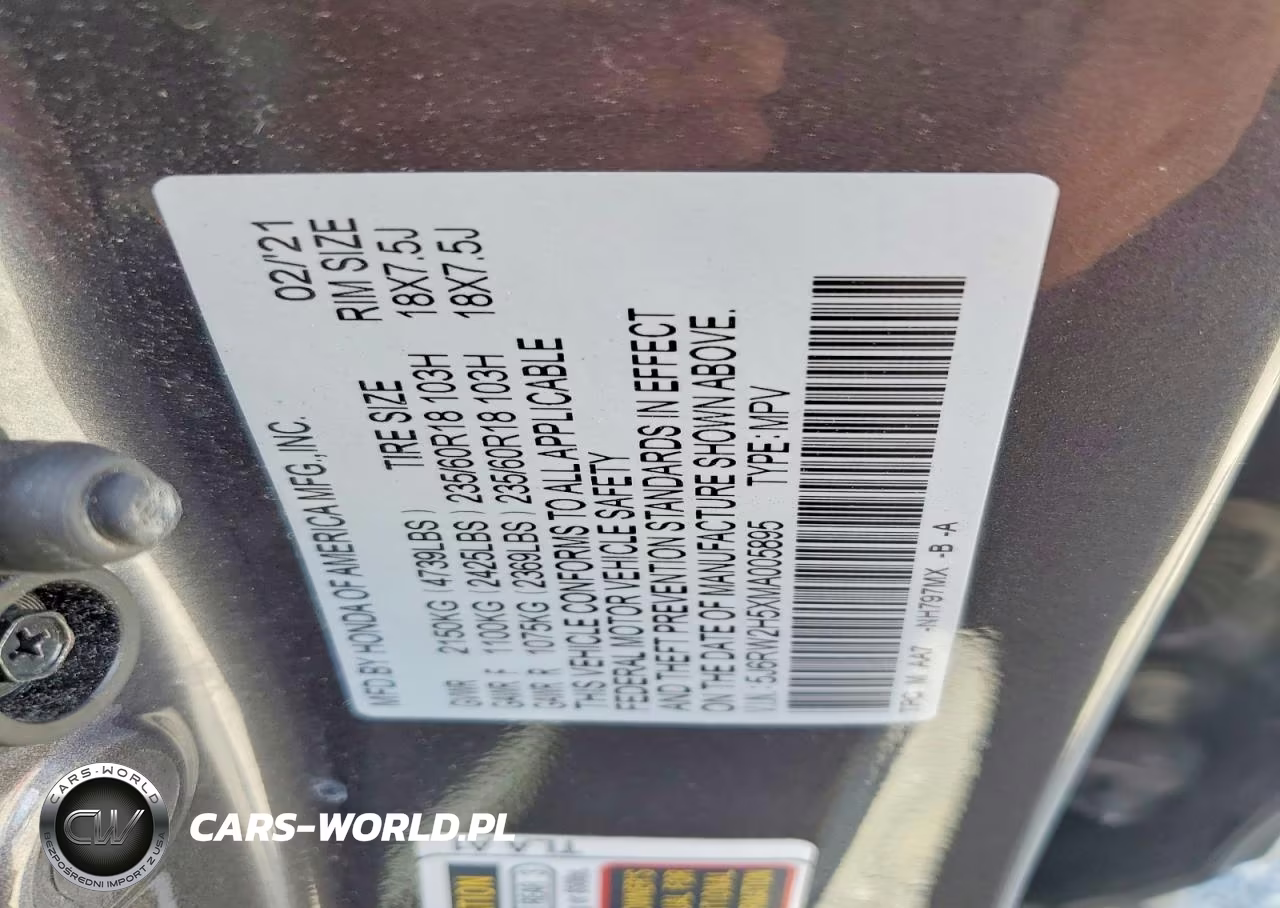 2021 Honda Cr-V Ex VIN:5J6RW2H5XMA005895 - 13