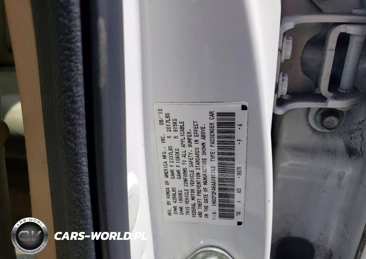 2010 Honda Accord Lxp VIN:1HGCP2F46AA191743 - 12