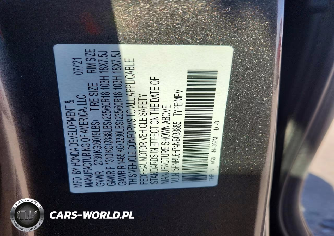 2022 Honda Odyssey Exl VIN:5FNRL6H74NB033885 - 13