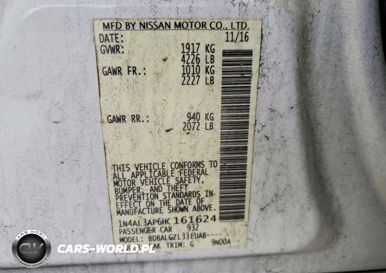 2017 Nissan Altima 2.5 S VIN:1N4AL3AP6HC161624 - 12
