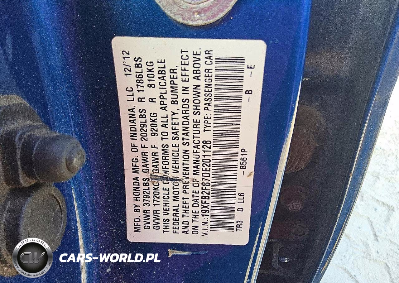 2013 Honda Civic Ex VIN:19XFB2F87DE201128 - 12