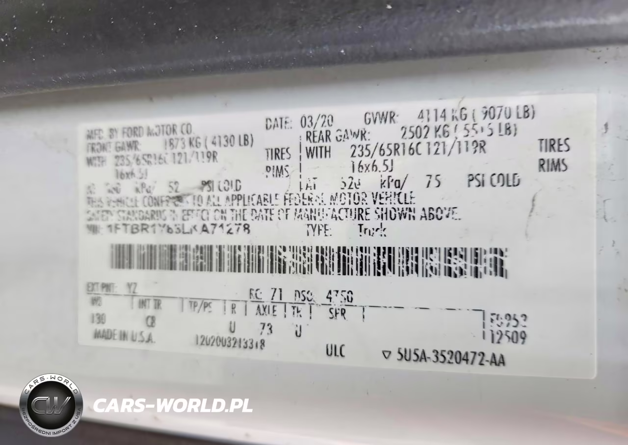 2020 Ford Transit 250 Delivery Van VIN:1FTBR1Y83LKA71278 - 13