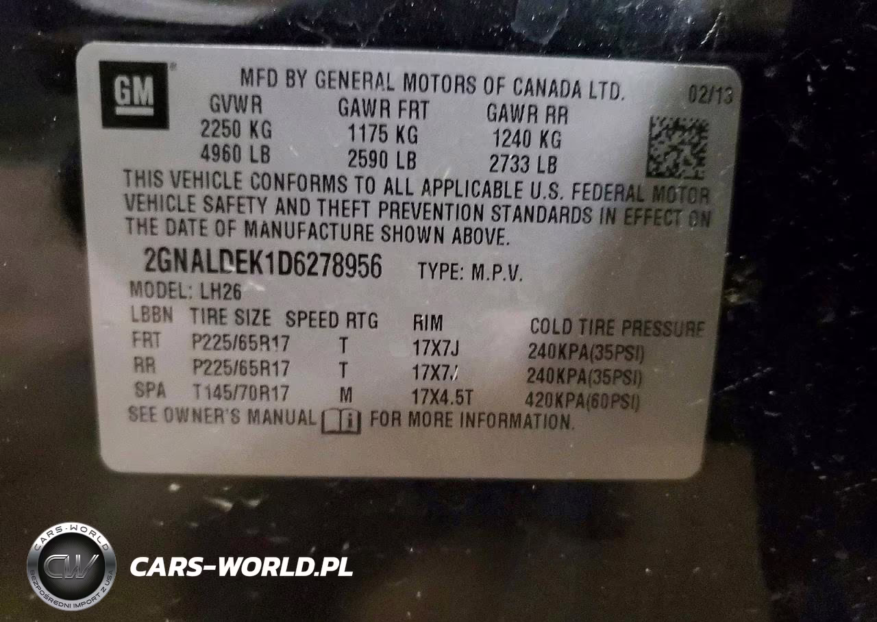 2013 Chevrolet Equinox Lt VIN:2GNALDEK1D6278956 - 13