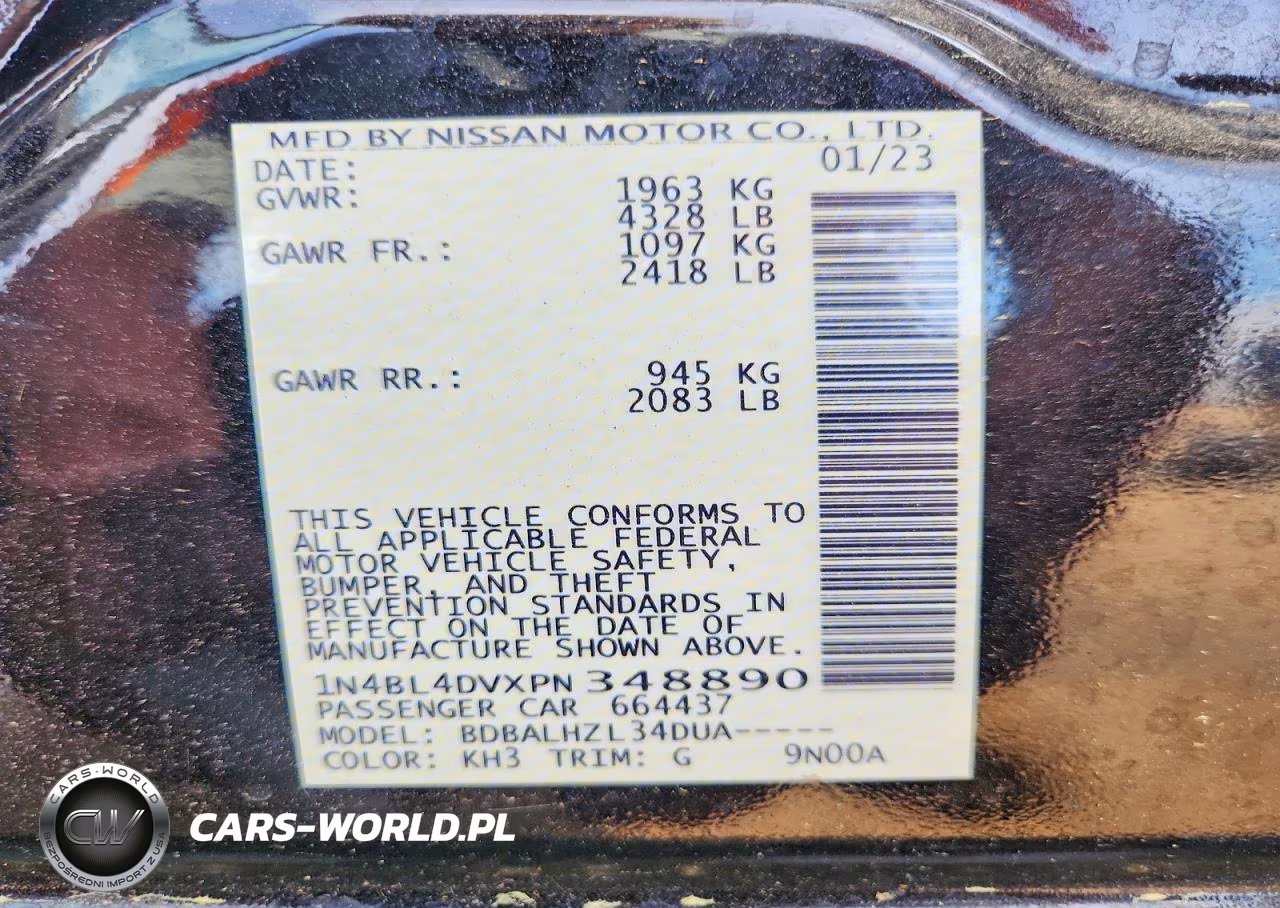 NISSAN ALTIMA SV VIN:1N4BL4DVXPN348890 - 13