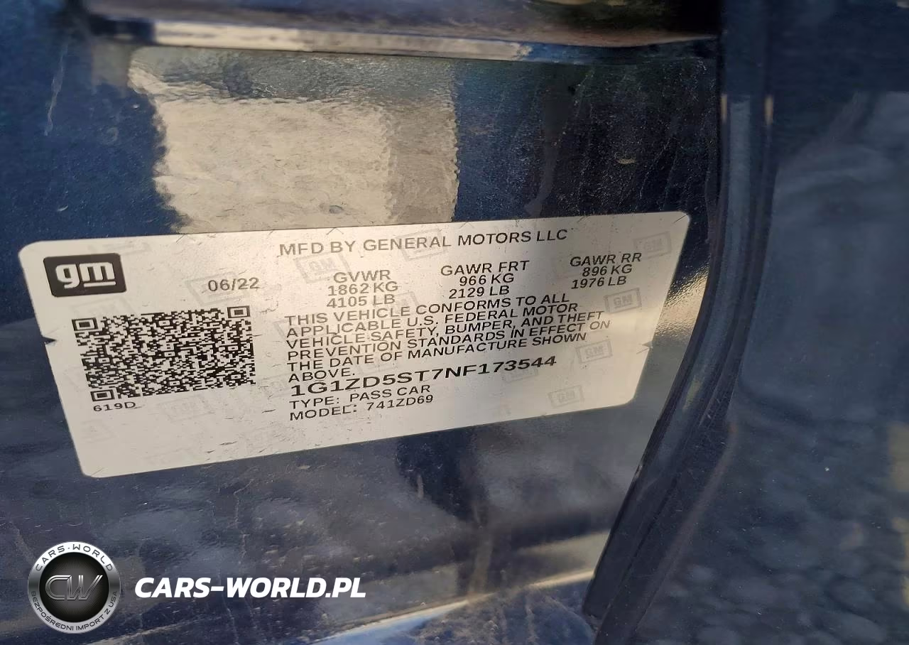 2022 Chevrolet Malibu Lt VIN:1G1ZD5ST7NF173544 - 12