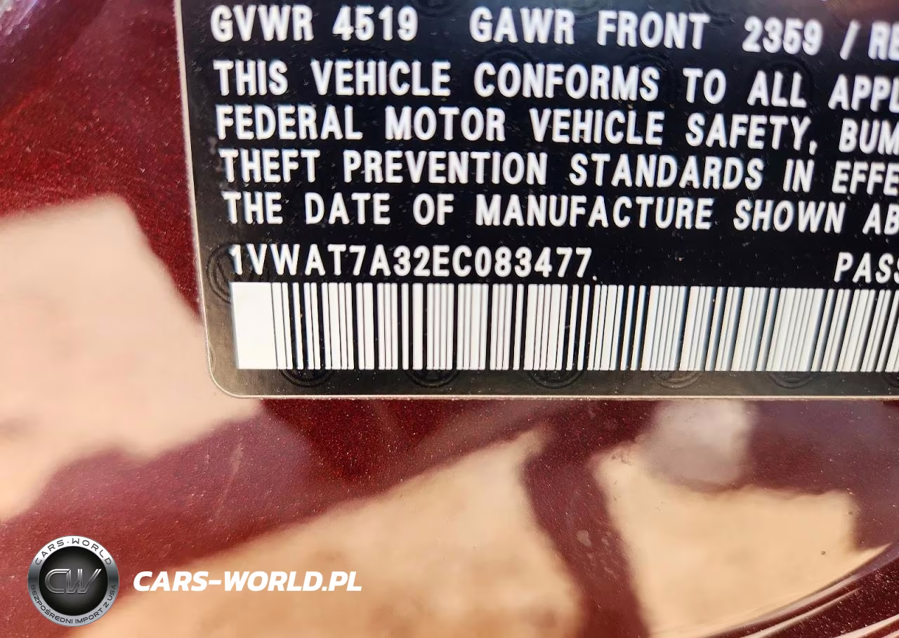 2014 Volkswagen Passat S VIN:1VWAT7A32EC083477 - 12