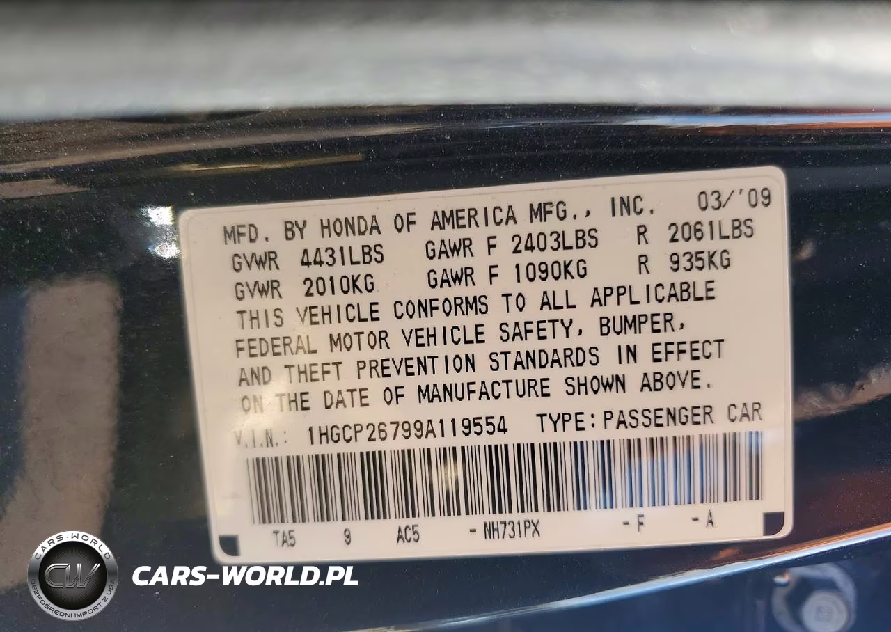 2009 Honda Accord Ex VIN:1HGCP26799A119554 - 12