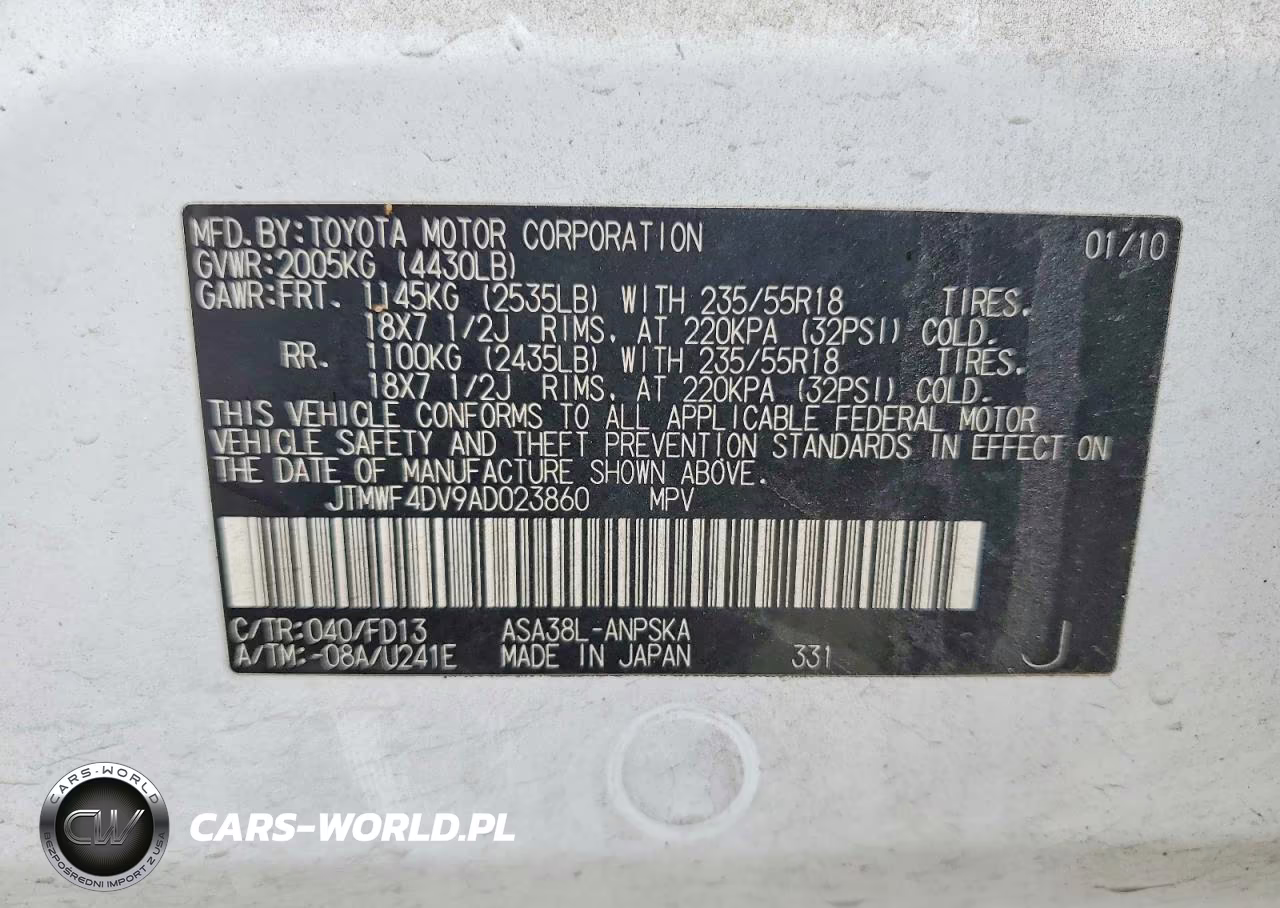 2010 Toyota Rav4 Sport VIN:JTMWF4DV9AD023860 - 12