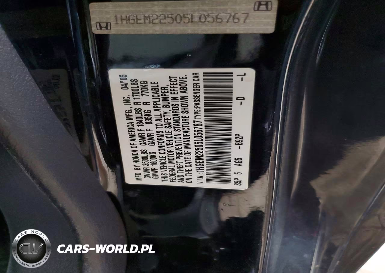 2005 Honda Civic Lx VIN:1HGEM22505L056767 - 12