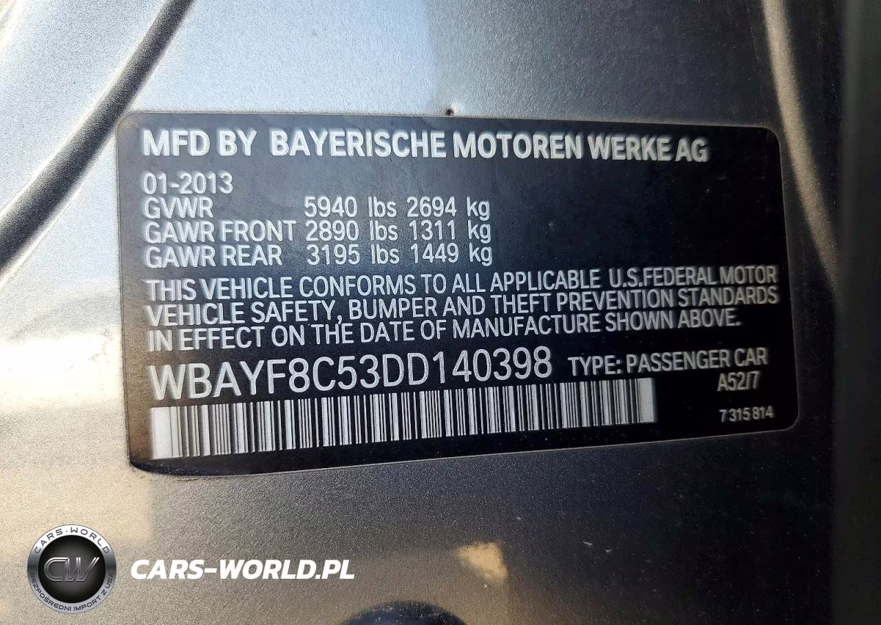 2013 BMW 750 Lxi VIN:WBAYF8C53DD140398 - 13