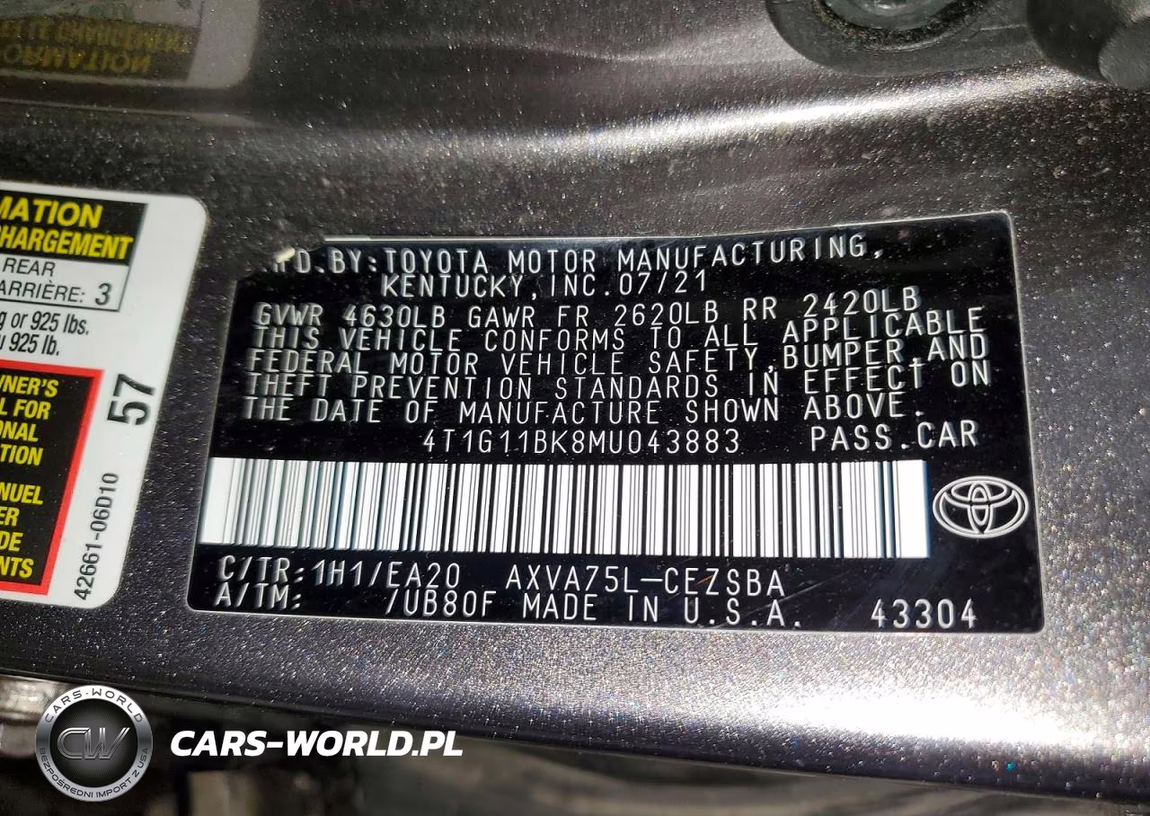 2021 Toyota Camry Se VIN:4T1G11BK8MU043883 - 12