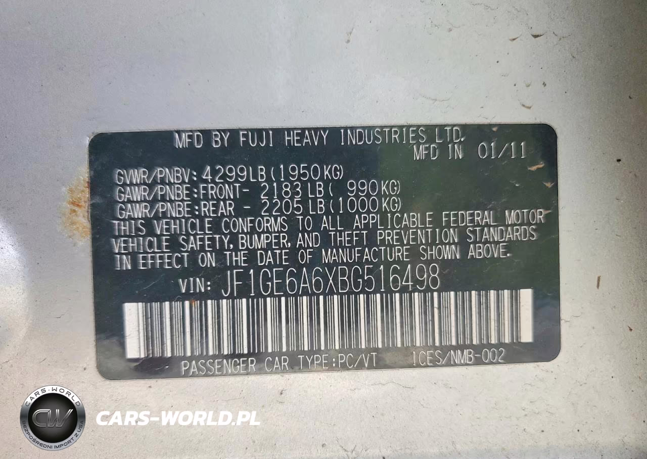 2011 Subaru Impreza 2.5I VIN:JF1GE6A6XBG516498 - 12