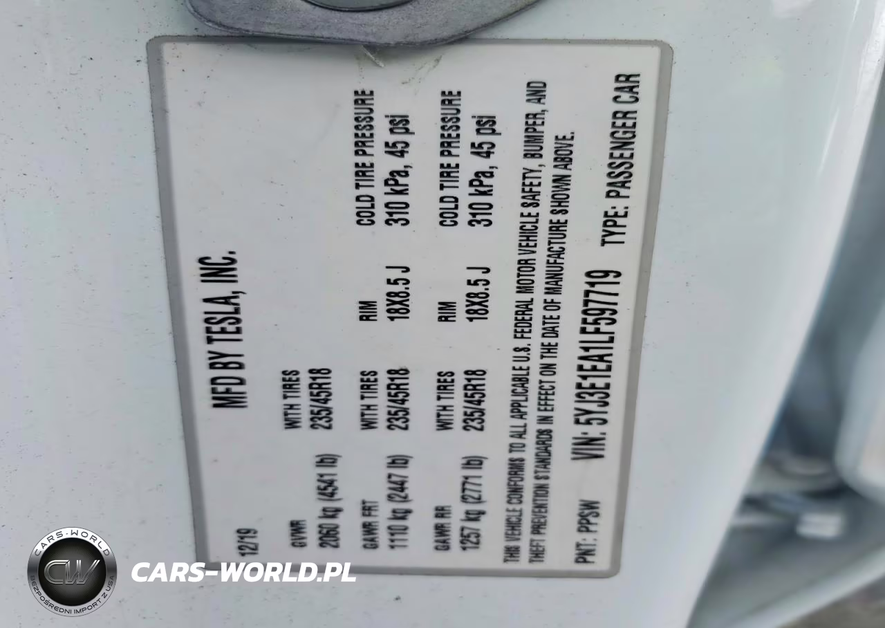 2020 Tesla Model 3 VIN:5YJ3E1EA1LF597719 - 12