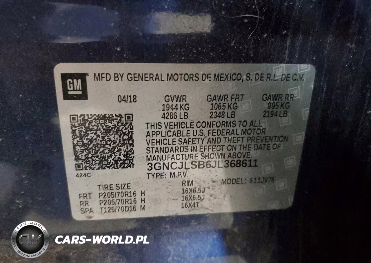 2018 Chevrolet Trax 1Lt VIN:3GNCJLSB6JL368611 - 13