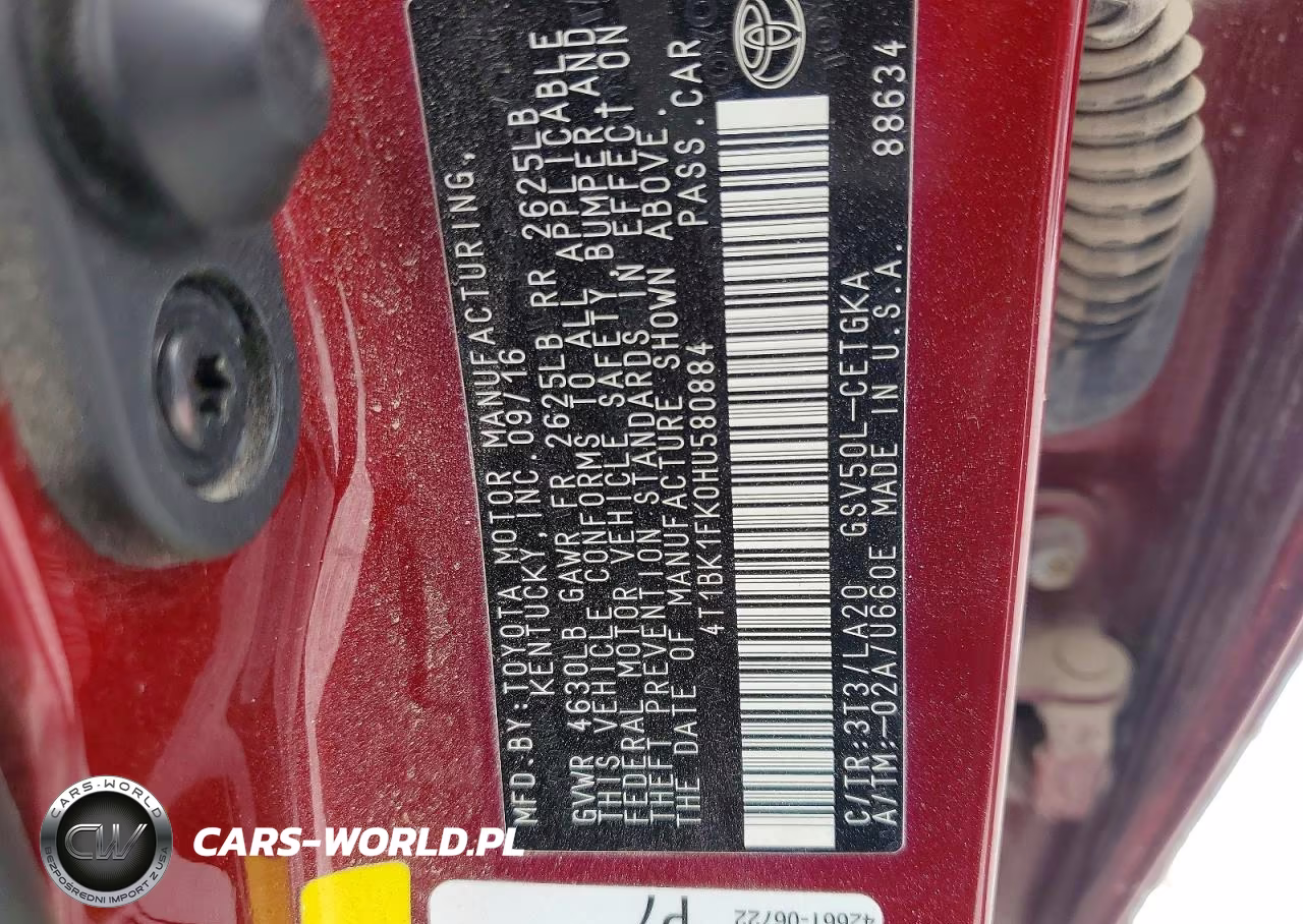 2017 Toyota Camry Xle V6 VIN:4T1BK1FK0HU580884 - 12