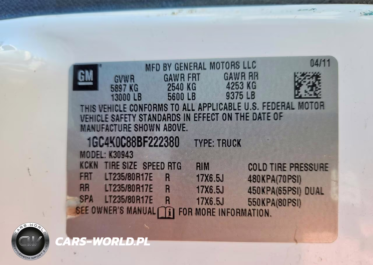 2011 Chevrolet Silverado K3500 Lt VIN:1GC4K0C88BF222380 - 13