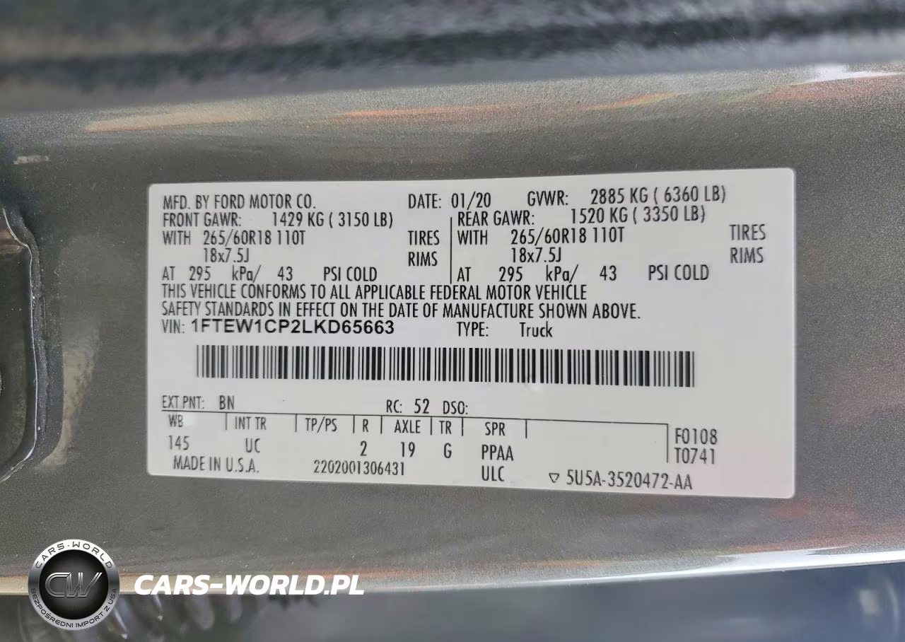 2020 Ford F150 Supercrew VIN:1FTEW1CP2LKD65663 - 12