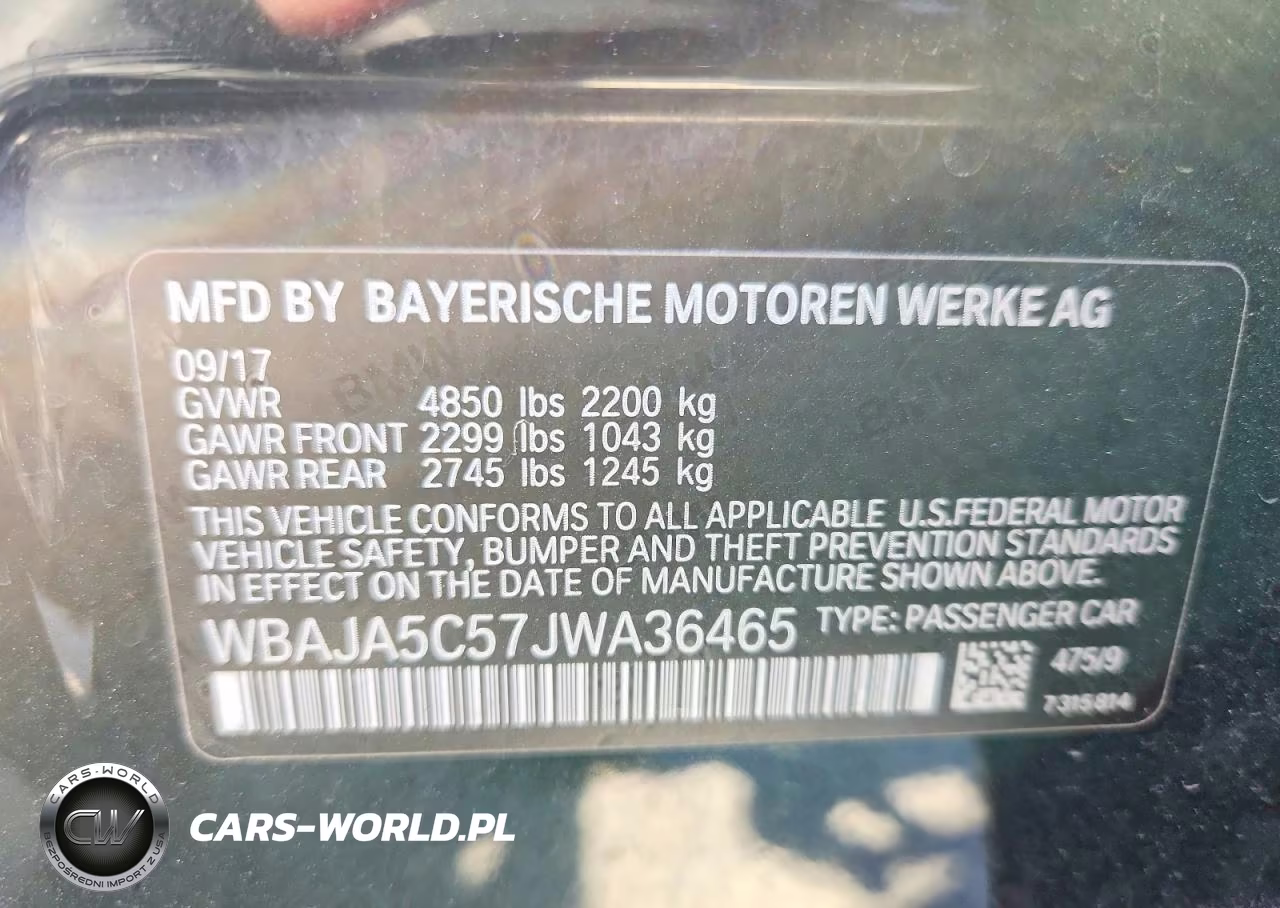2018 BMW 530 I VIN:WBAJA5C57JWA36465 - 12