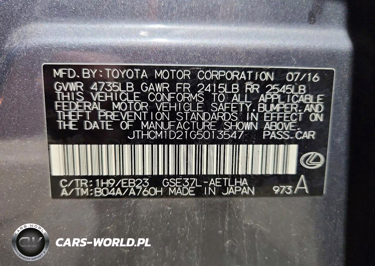 2016 Lexus Is 300 VIN:JTHCM1D21G5013547 - 12