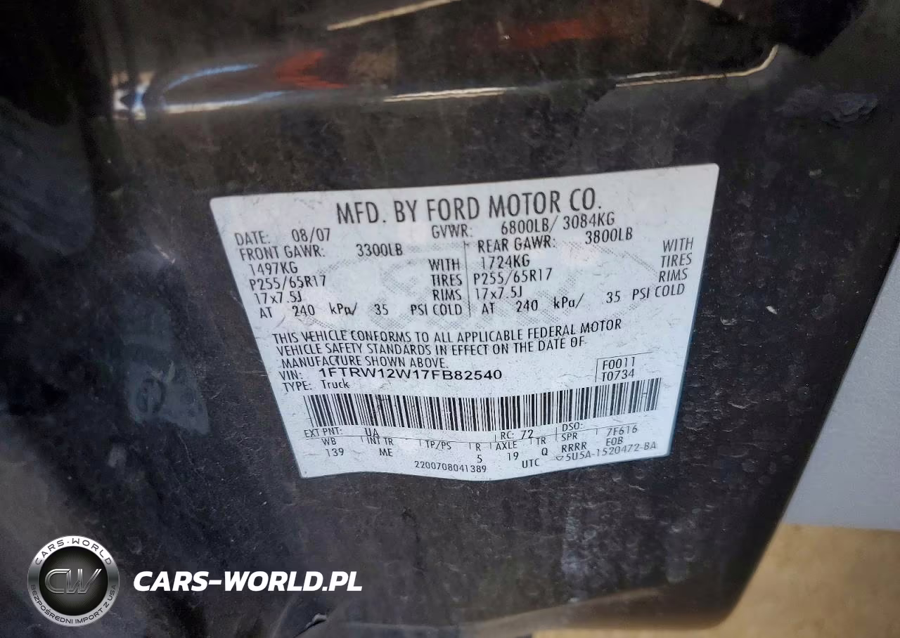 2007 Ford F150 Supercrew VIN:1FTRW12W17FB82540 - 12