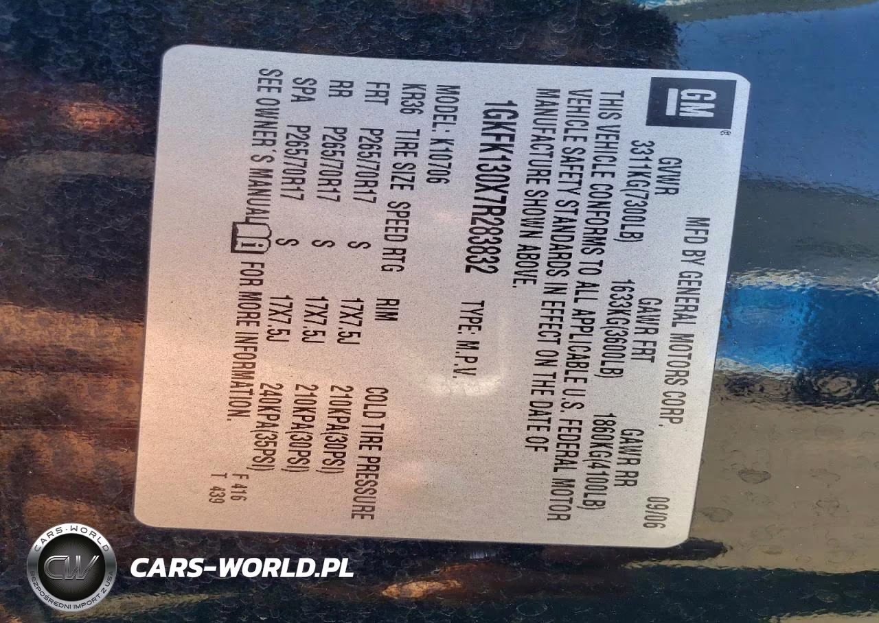 2007 GMC Yukon VIN:1GKFK130X7R283832 - 12