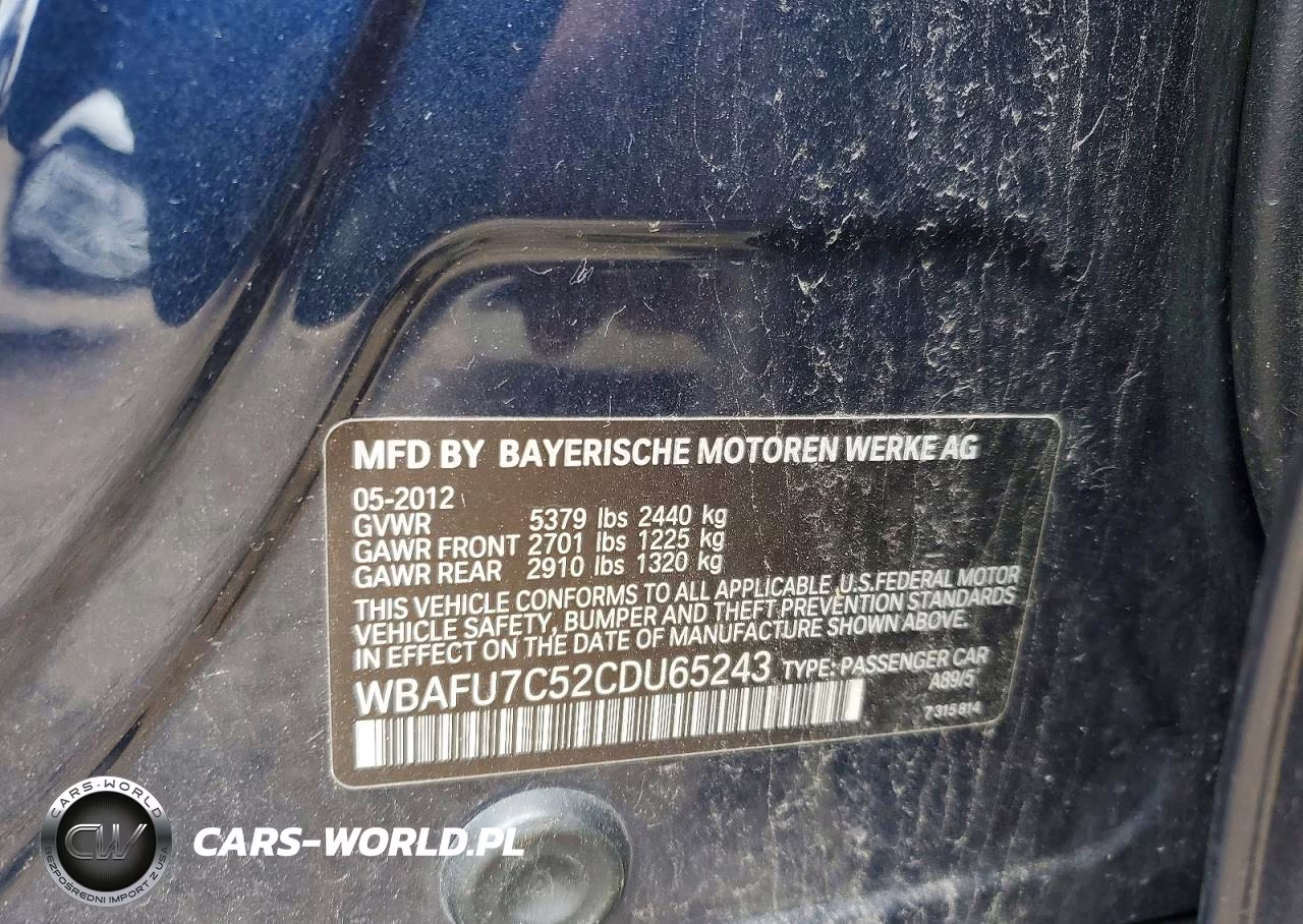 2012 BMW 535 Xi VIN:WBAFU7C52CDU65243 - 12