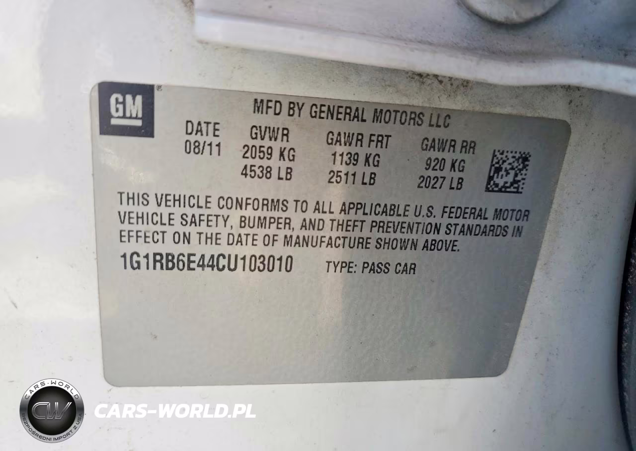 2012 Chev Volt VIN:1G1RB6E44CU103010 - 12